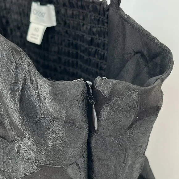 J. Crew Dress Size 10 tiered, black, brocade Babydoll Formal Adjustable Straps - Picture 12 of 13